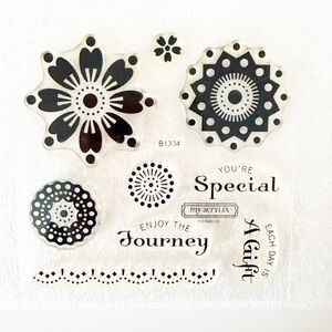 My Acrylic CTMH “Enjoy the Journey” Folk Art Floral and Sentiment Stamps